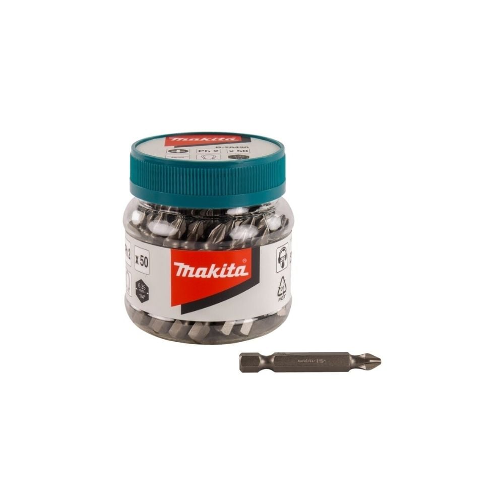 Ponteira Makita Bits Phillips PH2 X 50mm Pote com 50 Peças B-26490