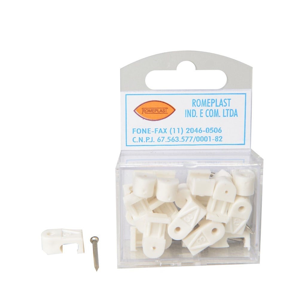 Grampo Fixa Fio Tipo Garra Romeplast 12/14 N3 com 20 Peças 7896173400036