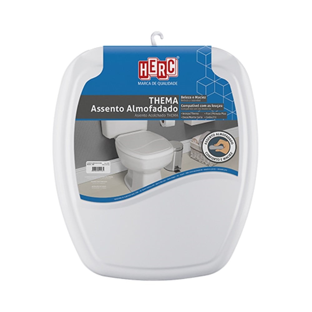 Assento Sanitário Herc "Almofadado" Cinza Claro Retangular 2396