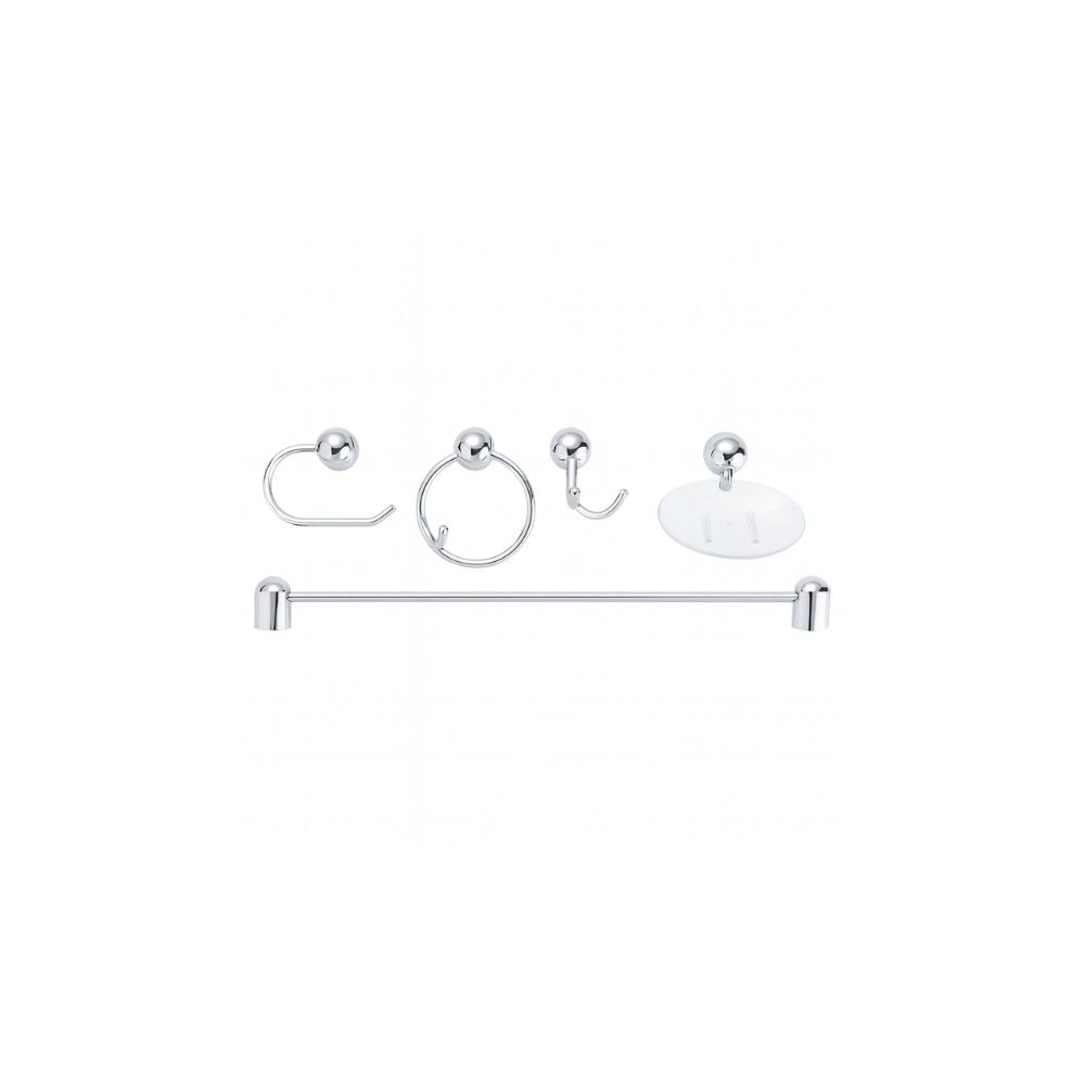 Kit para Banheiro Toralf Alumínio com Branco 5 Peças | 12127 - imagem 1